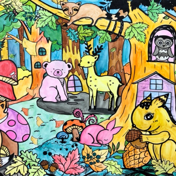 집콕아트 미술키트 엄마표 미술놀이 동물의숲 컬러링